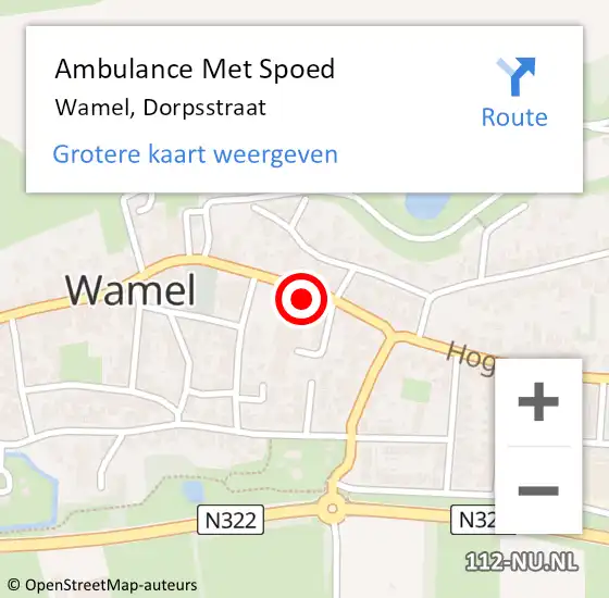 Locatie op kaart van de 112 melding: Ambulance Met Spoed Naar Wamel, Dorpsstraat op 14 juni 2021 07:20