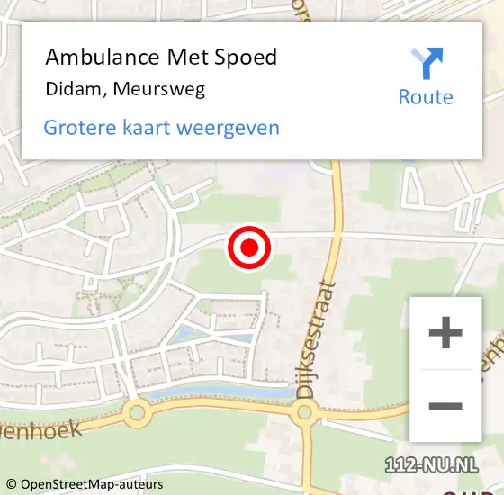 Locatie op kaart van de 112 melding: Ambulance Met Spoed Naar Didam, Meursweg op 14 juni 2021 07:41