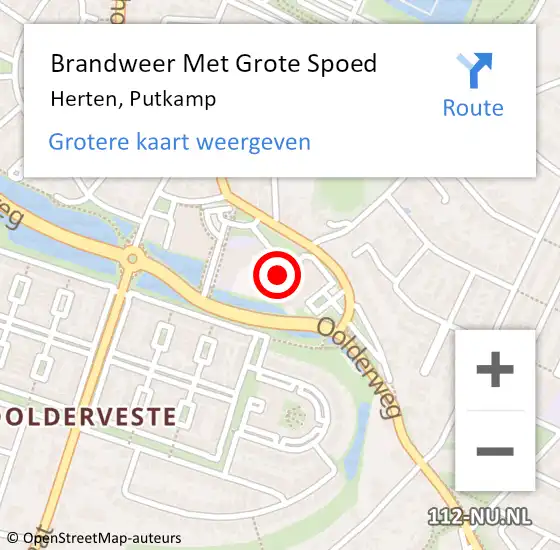 Locatie op kaart van de 112 melding: Brandweer Met Grote Spoed Naar Herten, Putkamp op 14 juni 2021 07:44