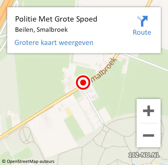 Locatie op kaart van de 112 melding: Politie Met Grote Spoed Naar Beilen, Smalbroek op 14 juni 2021 07:46