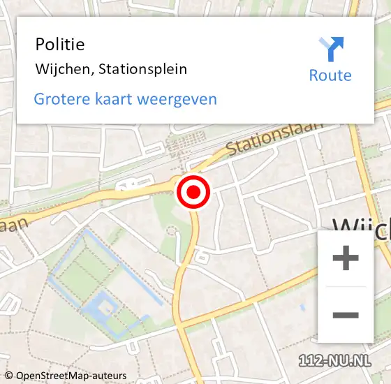 Locatie op kaart van de 112 melding: Politie Wijchen, Stationsplein op 14 juni 2021 07:50