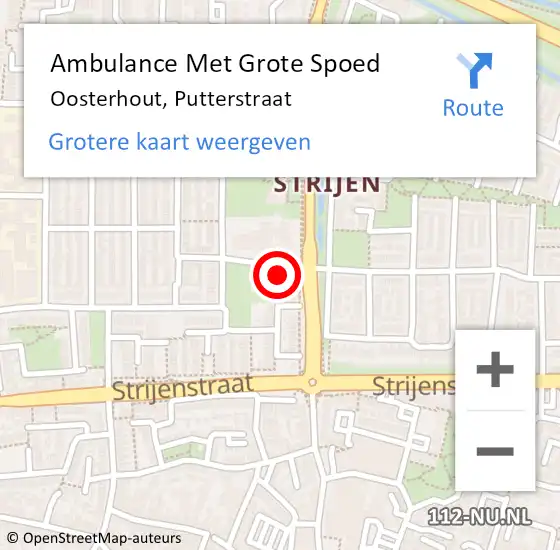 Locatie op kaart van de 112 melding: Ambulance Met Grote Spoed Naar Oosterhout, Putterstraat op 13 juni 2014 09:47