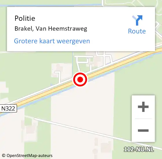 Locatie op kaart van de 112 melding: Politie Brakel, Van Heemstraweg op 14 juni 2021 08:00