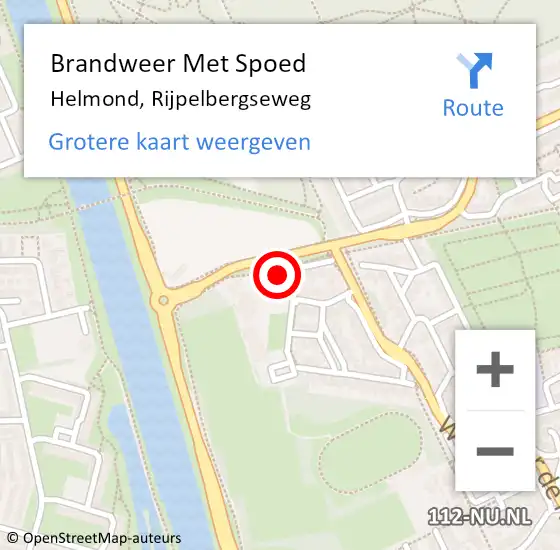 Locatie op kaart van de 112 melding: Brandweer Met Spoed Naar Helmond, Rijpelbergseweg op 14 juni 2021 08:03