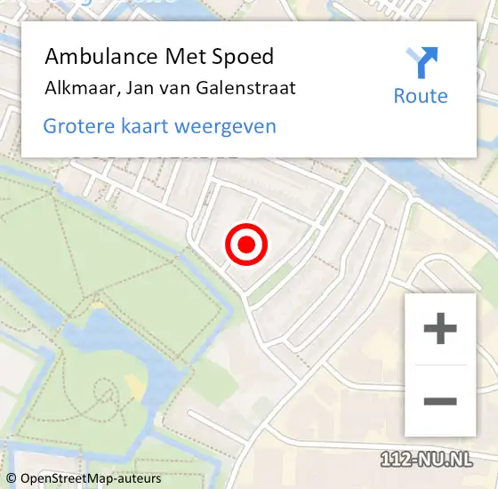 Locatie op kaart van de 112 melding: Ambulance Met Spoed Naar Alkmaar, Jan van Galenstraat op 14 juni 2021 08:13