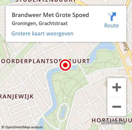 Locatie op kaart van de 112 melding: Brandweer Met Grote Spoed Naar Groningen, Grachtstraat op 14 juni 2021 08:15