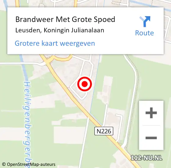 Locatie op kaart van de 112 melding: Brandweer Met Grote Spoed Naar Leusden, Koningin Julianalaan op 14 juni 2021 08:18