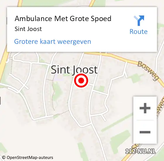 Locatie op kaart van de 112 melding: Ambulance Met Grote Spoed Naar Sint Joost op 14 juni 2021 08:52