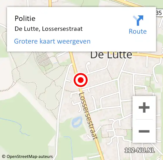 Locatie op kaart van de 112 melding: Politie De Lutte, Lossersestraat op 14 juni 2021 09:00