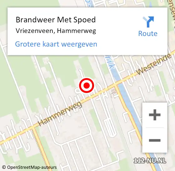 Locatie op kaart van de 112 melding: Brandweer Met Spoed Naar Vriezenveen, Hammerweg op 14 juni 2021 09:09