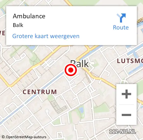 Locatie op kaart van de 112 melding: Ambulance Balk op 14 juni 2021 09:12