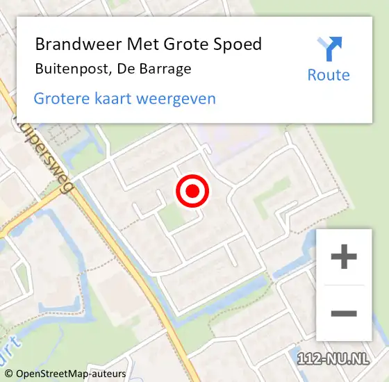 Locatie op kaart van de 112 melding: Brandweer Met Grote Spoed Naar Buitenpost, De Barrage op 14 juni 2021 09:13