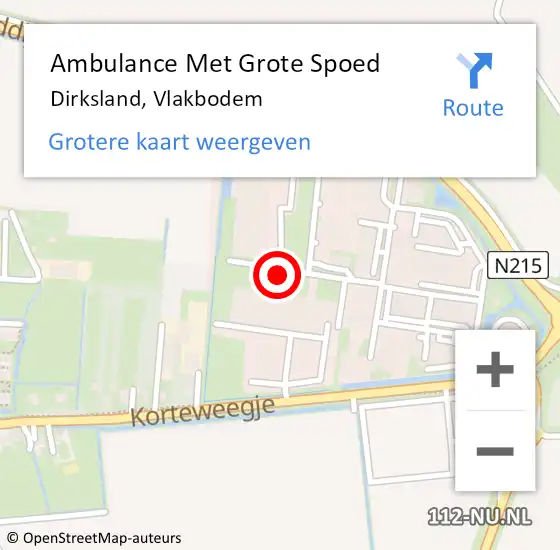 Locatie op kaart van de 112 melding: Ambulance Met Grote Spoed Naar Dirksland, Vlakbodem op 14 juni 2021 09:23