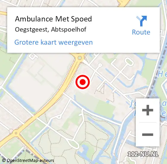 Locatie op kaart van de 112 melding: Ambulance Met Spoed Naar Oegstgeest, Abtspoelhof op 14 juni 2021 09:24