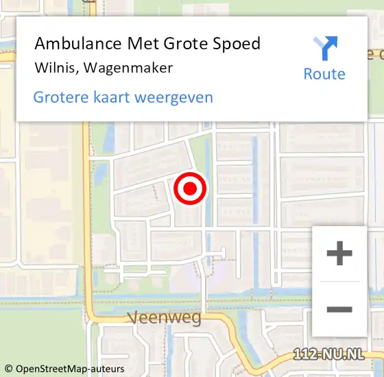 Locatie op kaart van de 112 melding: Ambulance Met Grote Spoed Naar Wilnis, Wagenmaker op 14 juni 2021 09:40