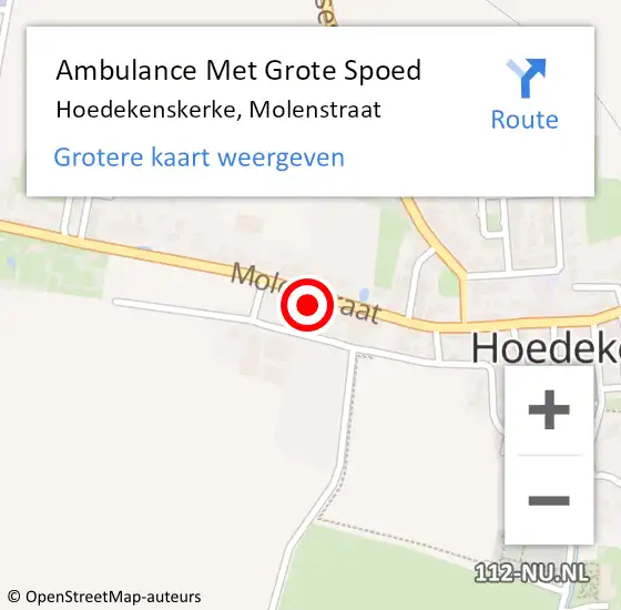 Locatie op kaart van de 112 melding: Ambulance Met Grote Spoed Naar Hoedekenskerke, Molenstraat op 14 juni 2021 09:45