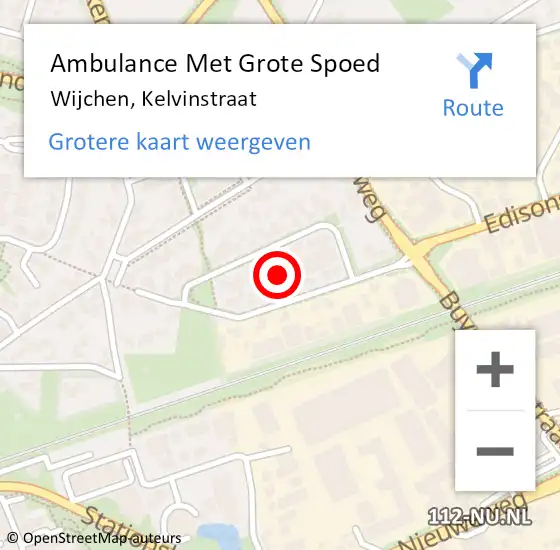 Locatie op kaart van de 112 melding: Ambulance Met Grote Spoed Naar Wijchen, Kelvinstraat op 14 juni 2021 10:00