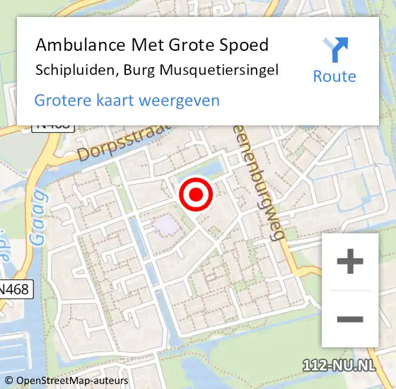 Locatie op kaart van de 112 melding: Ambulance Met Grote Spoed Naar Schipluiden, Burg Musquetiersingel op 14 juni 2021 10:19