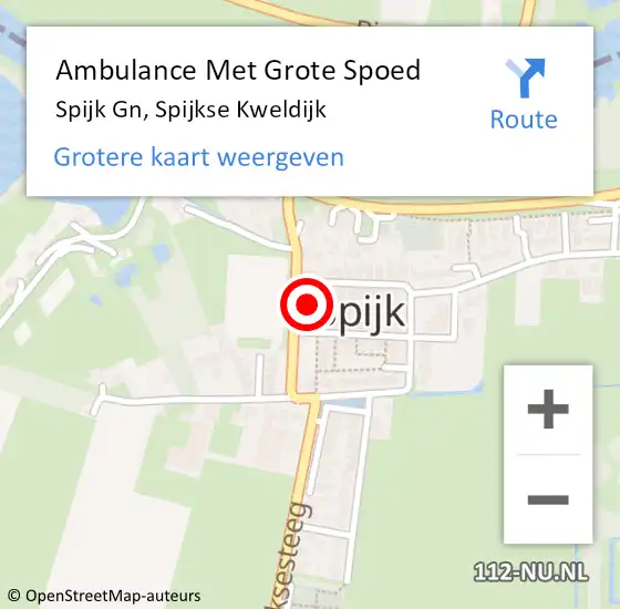 Locatie op kaart van de 112 melding: Ambulance Met Grote Spoed Naar Spijk Gn, Spijkse Kweldijk op 14 juni 2021 10:23