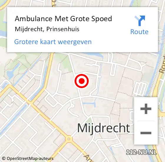 Locatie op kaart van de 112 melding: Ambulance Met Grote Spoed Naar Mijdrecht, Prinsenhuis op 14 juni 2021 10:29