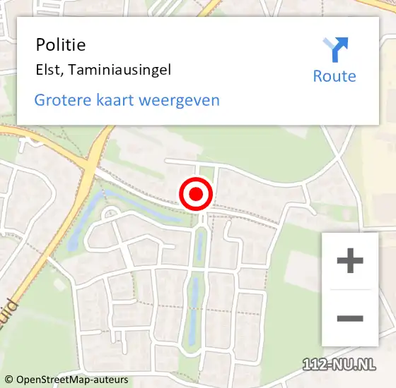 Locatie op kaart van de 112 melding: Politie Elst, Taminiausingel op 14 juni 2021 10:43