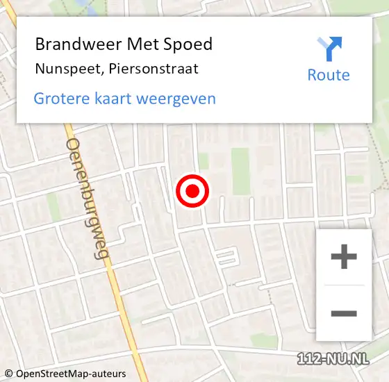 Locatie op kaart van de 112 melding: Brandweer Met Spoed Naar Nunspeet, Piersonstraat op 14 juni 2021 10:43