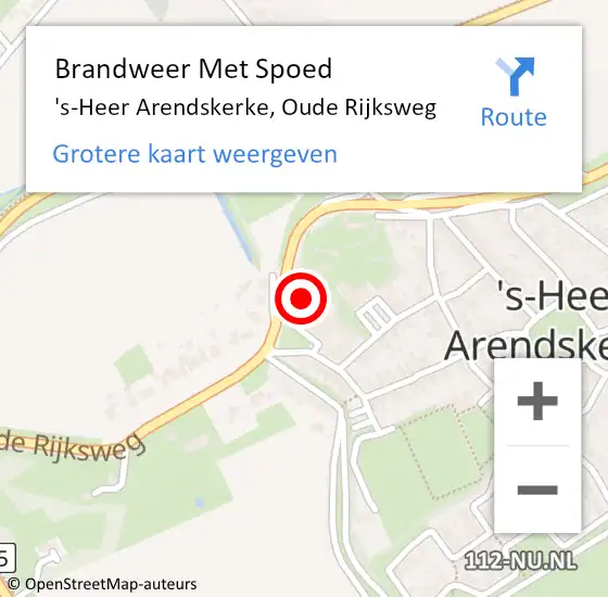 Locatie op kaart van de 112 melding: Brandweer Met Spoed Naar 's-Heer Arendskerke, Oude Rijksweg op 14 juni 2021 10:43