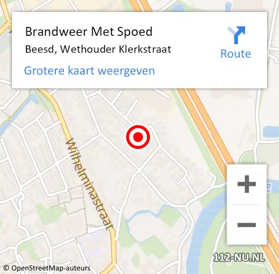 Locatie op kaart van de 112 melding: Brandweer Met Spoed Naar Beesd, Wethouder Klerkstraat op 14 juni 2021 10:45