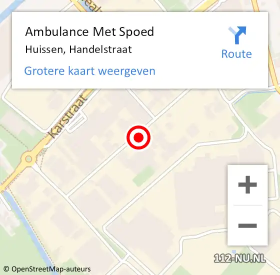 Locatie op kaart van de 112 melding: Ambulance Met Spoed Naar Huissen, Handelstraat op 14 juni 2021 10:58