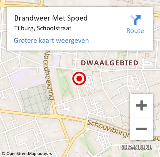 Locatie op kaart van de 112 melding: Brandweer Met Spoed Naar Tilburg, Schoolstraat op 14 juni 2021 11:15