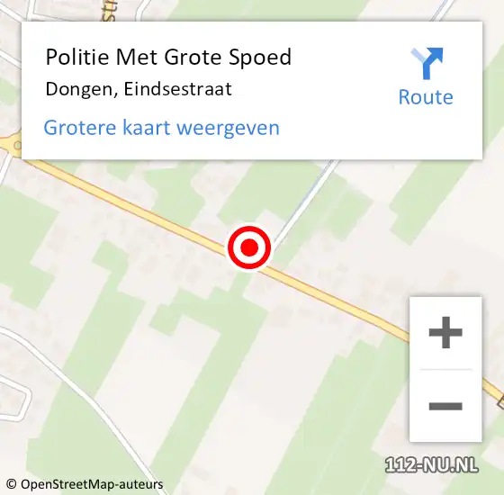 Locatie op kaart van de 112 melding: Politie Met Grote Spoed Naar Dongen, Eindsestraat op 14 juni 2021 11:24