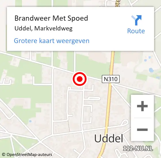 Locatie op kaart van de 112 melding: Brandweer Met Spoed Naar Uddel, Markveldweg op 14 juni 2021 11:42