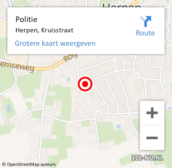 Locatie op kaart van de 112 melding: Politie Herpen, Kruisstraat op 14 juni 2021 11:56