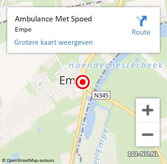 Locatie op kaart van de 112 melding: Ambulance Met Spoed Naar Empe op 14 juni 2021 11:57