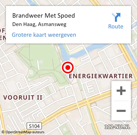 Locatie op kaart van de 112 melding: Brandweer Met Spoed Naar Den Haag, Asmansweg op 14 juni 2021 12:00