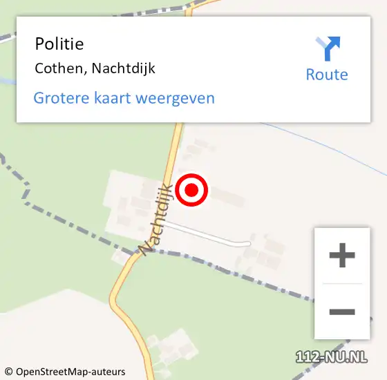 Locatie op kaart van de 112 melding: Politie Cothen, Nachtdijk op 14 juni 2021 12:07
