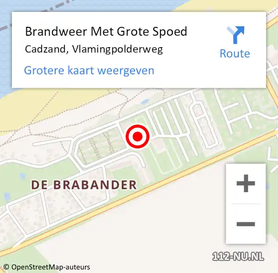 Locatie op kaart van de 112 melding: Brandweer Met Grote Spoed Naar Cadzand, Vlamingpolderweg op 14 juni 2021 12:16