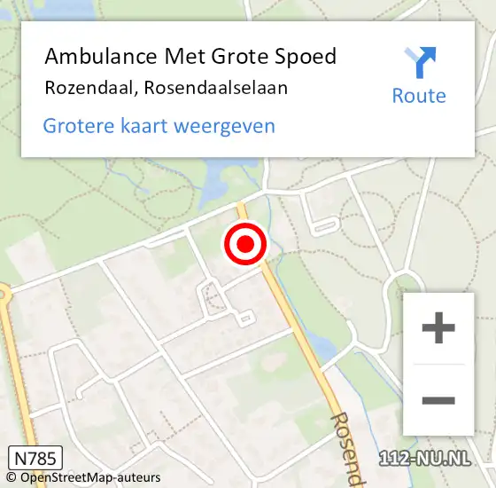 Locatie op kaart van de 112 melding: Ambulance Met Grote Spoed Naar Rozendaal, Rosendaalselaan op 14 juni 2021 12:24