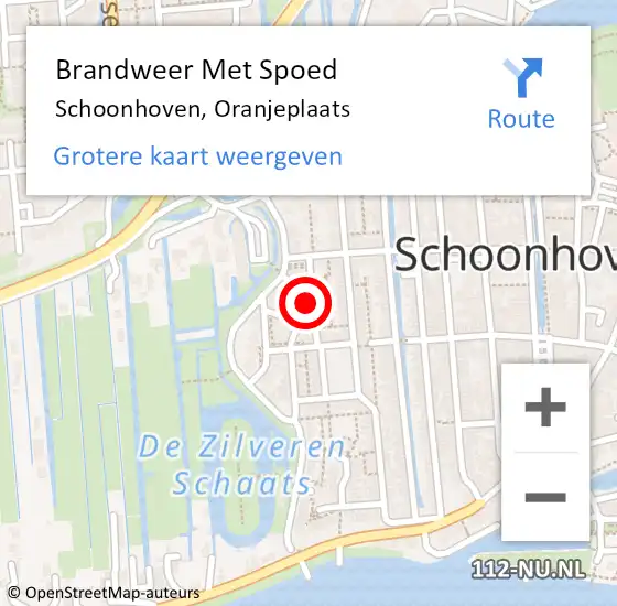 Locatie op kaart van de 112 melding: Brandweer Met Spoed Naar Schoonhoven, Oranjeplaats op 14 juni 2021 12:39