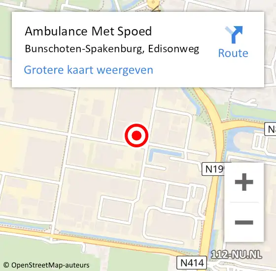 Locatie op kaart van de 112 melding: Ambulance Met Spoed Naar Bunschoten-Spakenburg, Edisonweg op 13 juni 2014 10:12