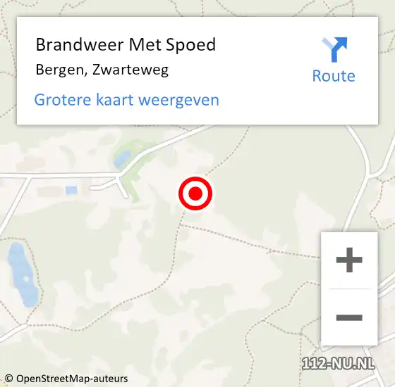 Locatie op kaart van de 112 melding: Brandweer Met Spoed Naar Bergen, Zwarteweg op 14 juni 2021 13:37