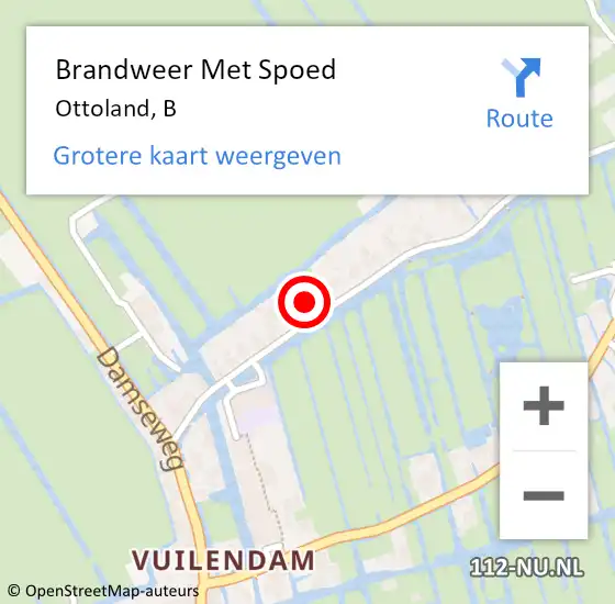 Locatie op kaart van de 112 melding: Brandweer Met Spoed Naar Ottoland, B op 14 juni 2021 13:42