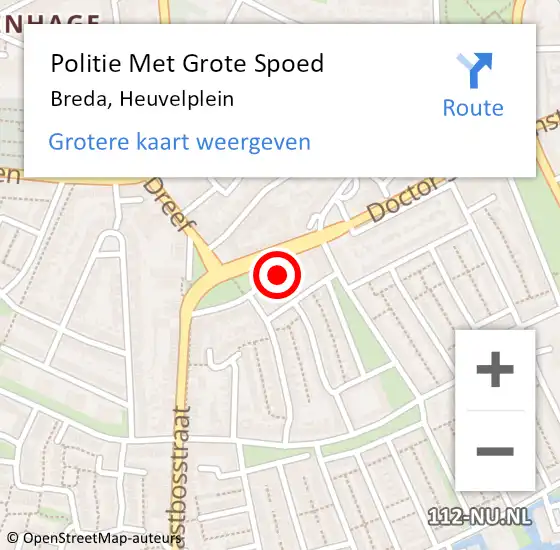 Locatie op kaart van de 112 melding: Politie Met Grote Spoed Naar Breda, Heuvelplein op 14 juni 2021 13:46