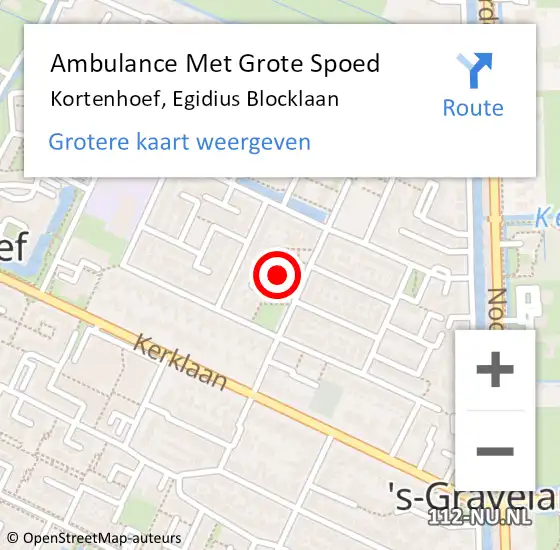 Locatie op kaart van de 112 melding: Ambulance Met Grote Spoed Naar Kortenhoef, Egidius Blocklaan op 13 juni 2014 10:14