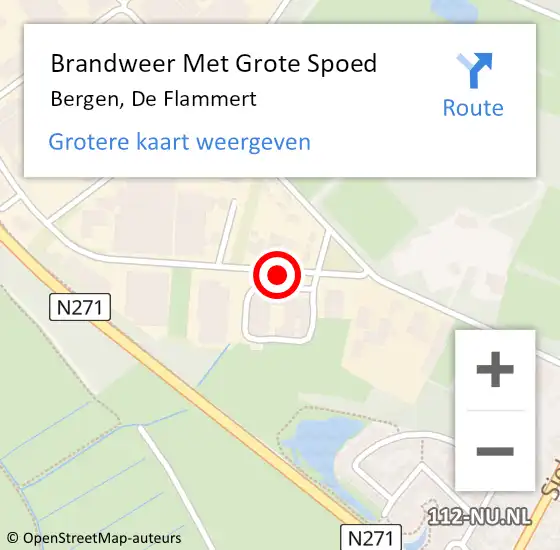 Locatie op kaart van de 112 melding: Brandweer Met Grote Spoed Naar Bergen, De Flammert op 14 juni 2021 13:55