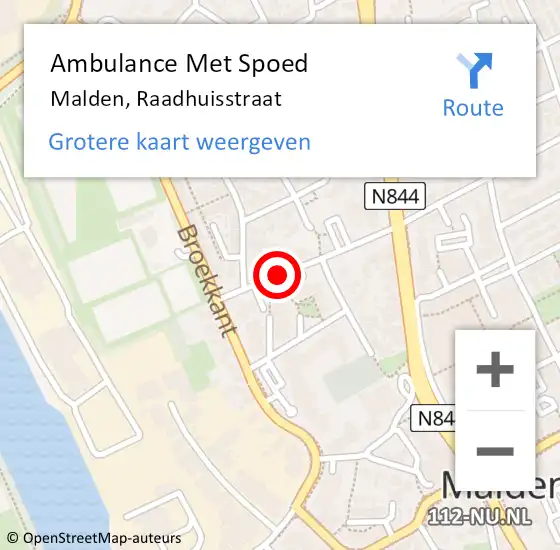 Locatie op kaart van de 112 melding: Ambulance Met Spoed Naar Malden, Raadhuisstraat op 14 juni 2021 14:00