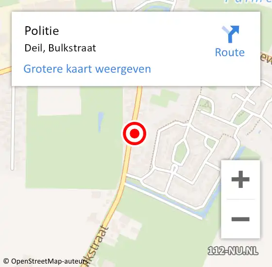 Locatie op kaart van de 112 melding: Politie Deil, Bulkstraat op 14 juni 2021 14:12