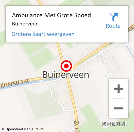 Locatie op kaart van de 112 melding: Ambulance Met Grote Spoed Naar Buinerveen op 14 juni 2021 14:18