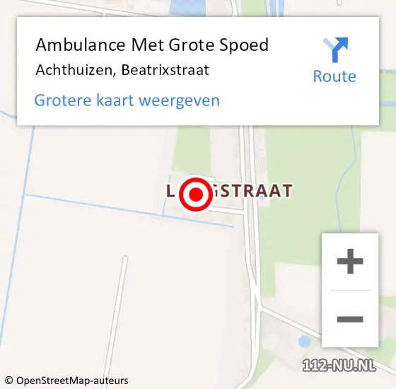 Locatie op kaart van de 112 melding: Ambulance Met Grote Spoed Naar Achthuizen, Beatrixstraat op 14 juni 2021 14:22