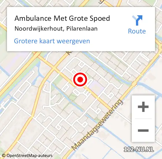 Locatie op kaart van de 112 melding: Ambulance Met Grote Spoed Naar Noordwijkerhout, Pilarenlaan op 14 juni 2021 14:23